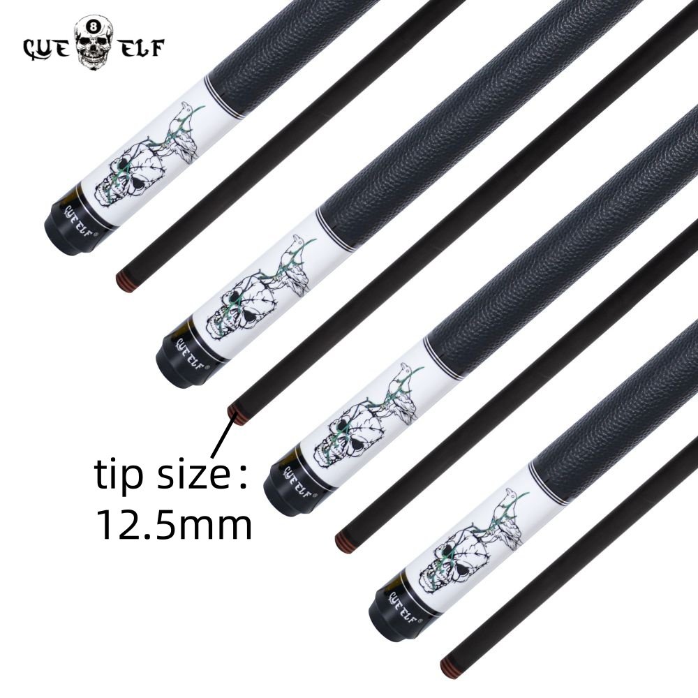 CUEELF Carbon Fiber Billiard Pool Cue Sticks Exquisite Sticker Smooth Real Leather Wrap 12.5mm Tip Size 58 Inches