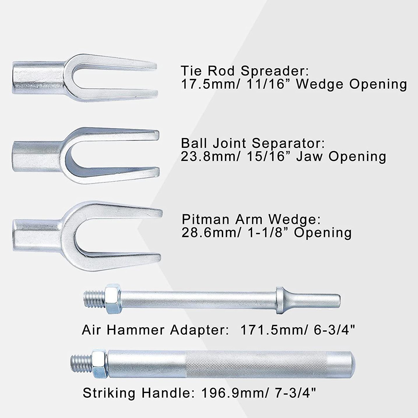 High Quality Fork Ball Nose Puller Ball Joint Tie Rod and Pitman Arm 5-piece Tool Separator for Cars and Light Trucks