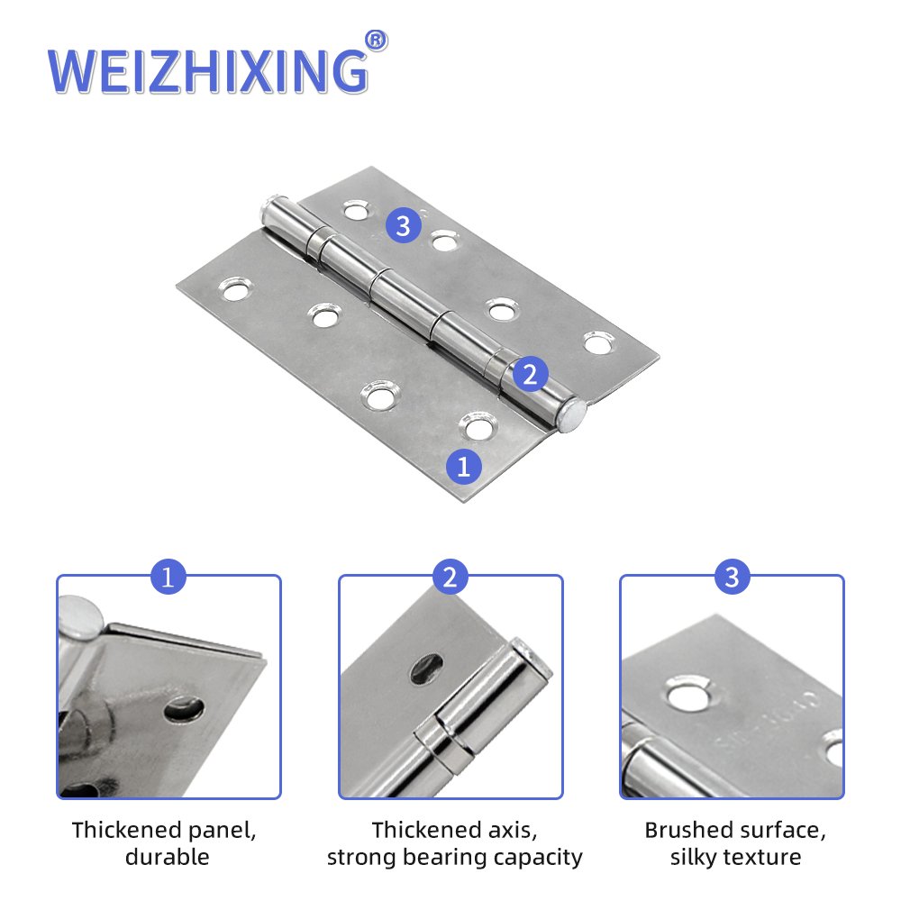 WEIZHIXING 3.5 Inch 2bb Stainless Steel Grade Smooth Ball Bearing Door Flush Joint Hinges Wooden Window Internal Use Furniture
