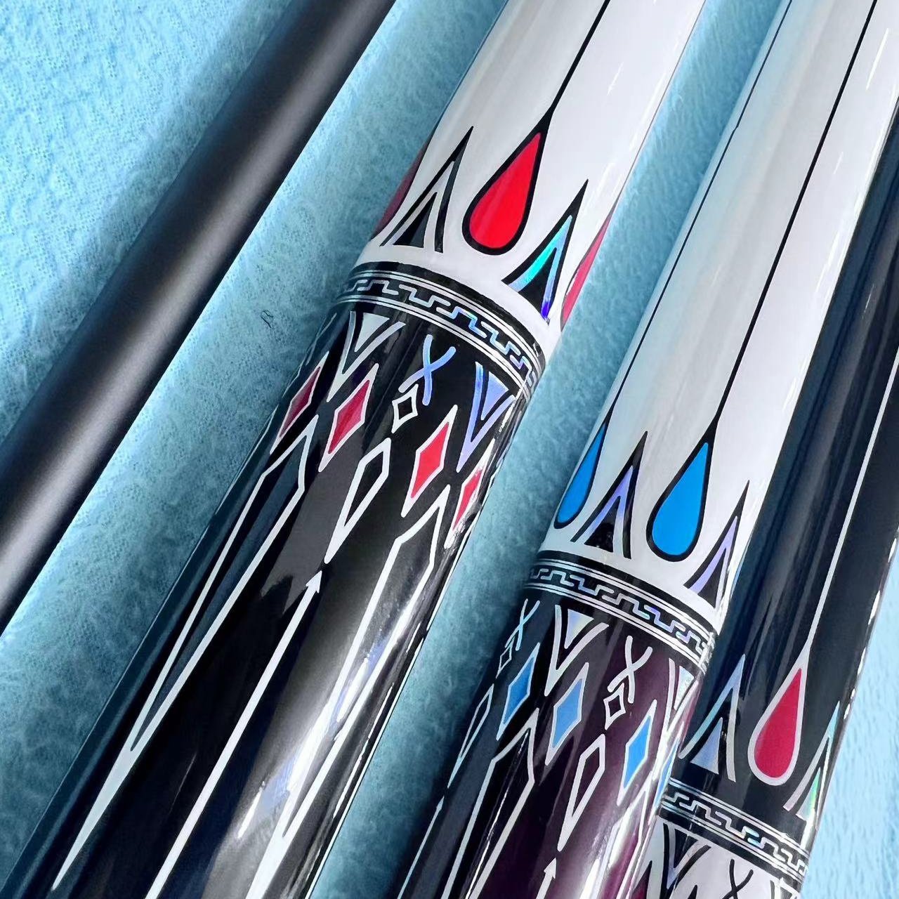 Premium Quality Billiard Cue 1/2-PC Carbon Shaft Wood Sticker Butt Pool Stick 58" Length Uni Loc Joint with Cue Joint Cover
