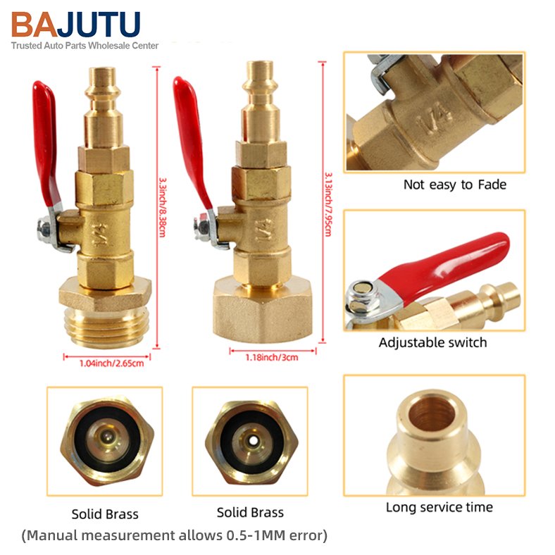 High QU2 PCS Winterizing Quick Adapter with Ball Valve Brass Made Winterize Blowout Adapter