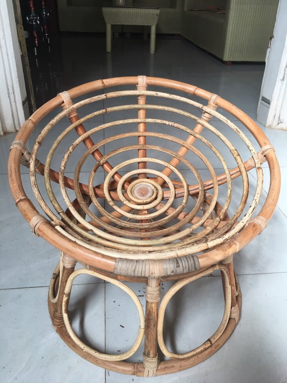 Rattan Papasan Chair for Kid Children Doll Playing