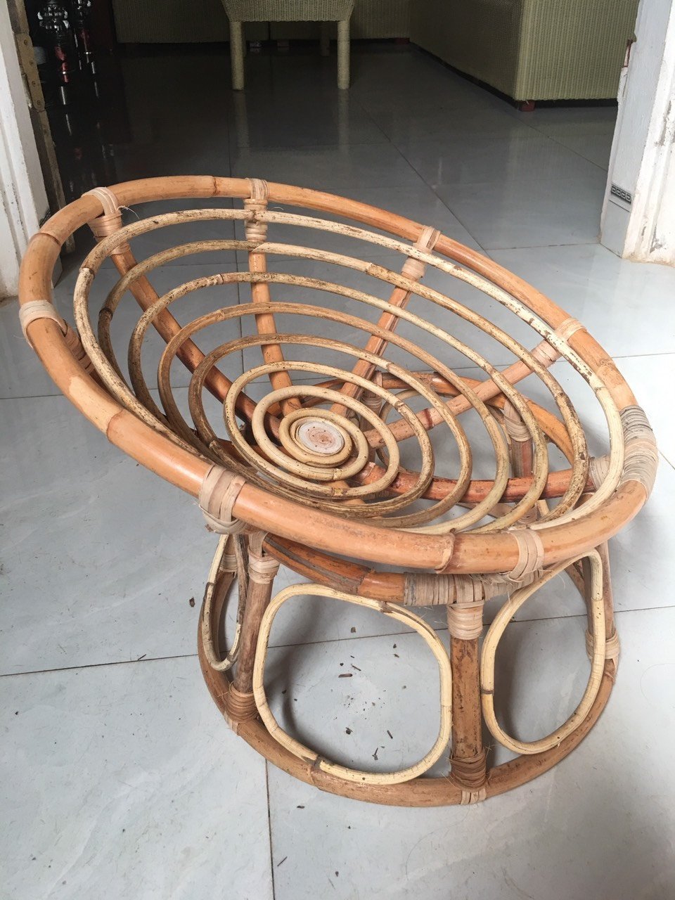 Rattan Papasan Chair for Kid Children Doll Playing