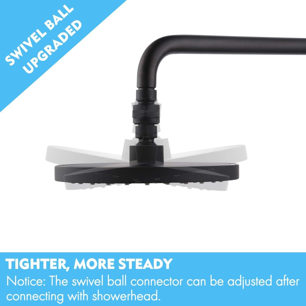 Factory Black Brass Shower Head Swivel Ball Connector Ball Joint Adapter Adjustable Shower Arm Extension Universal Component