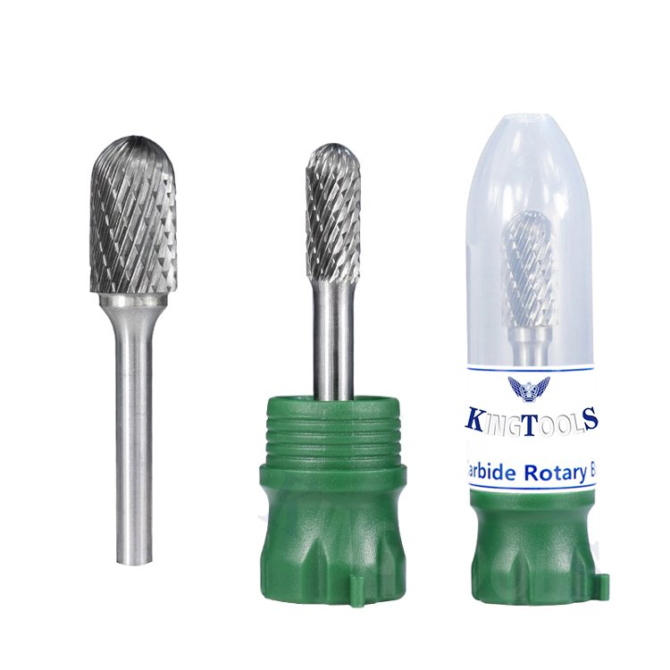 SC-5 Carbide Burr File 1/2 Inch Head with 1/4 Inch Shank Cylinder Ball Shape With End Cut Tungsten Rotary Burrs