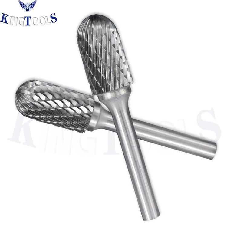 SC-5 Carbide Burr File 1/2 Inch Head with 1/4 Inch Shank Cylinder Ball Shape With End Cut Tungsten Rotary Burrs