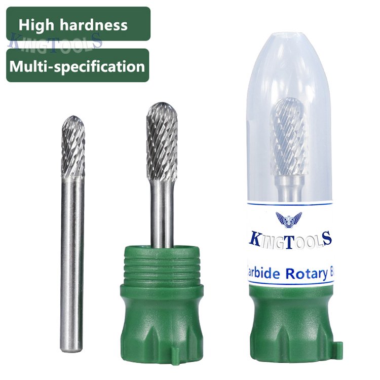 SC-5 Carbide Burr File 1/2 Inch Head with 1/4 Inch Shank Cylinder Ball Shape With End Cut Tungsten Rotary Burrs