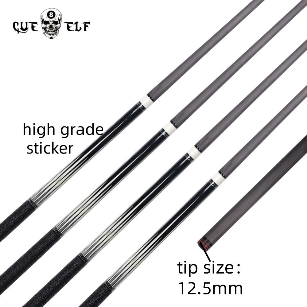 CUEELF Straight Billiard Cue Sticker Smooth 12.5mm Tip Size High Grade Carbon Fiber Pool Cue 58 Inches