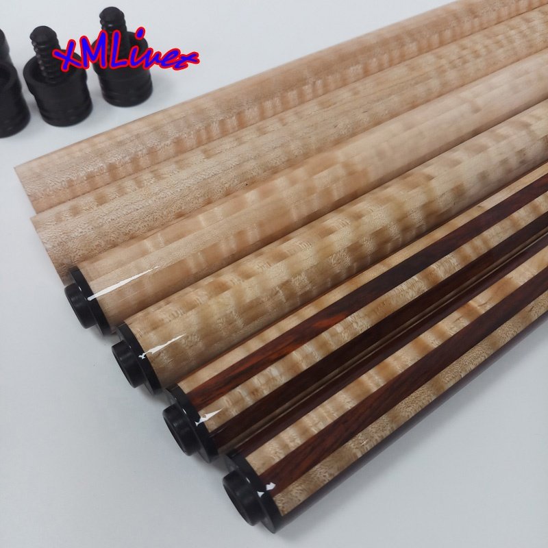 Half-finished/finished 12Pieces Tiger Maple/cocobolo Wood Laminated Technology Pool Cue Shaft for Billiards Cues/carom Cues