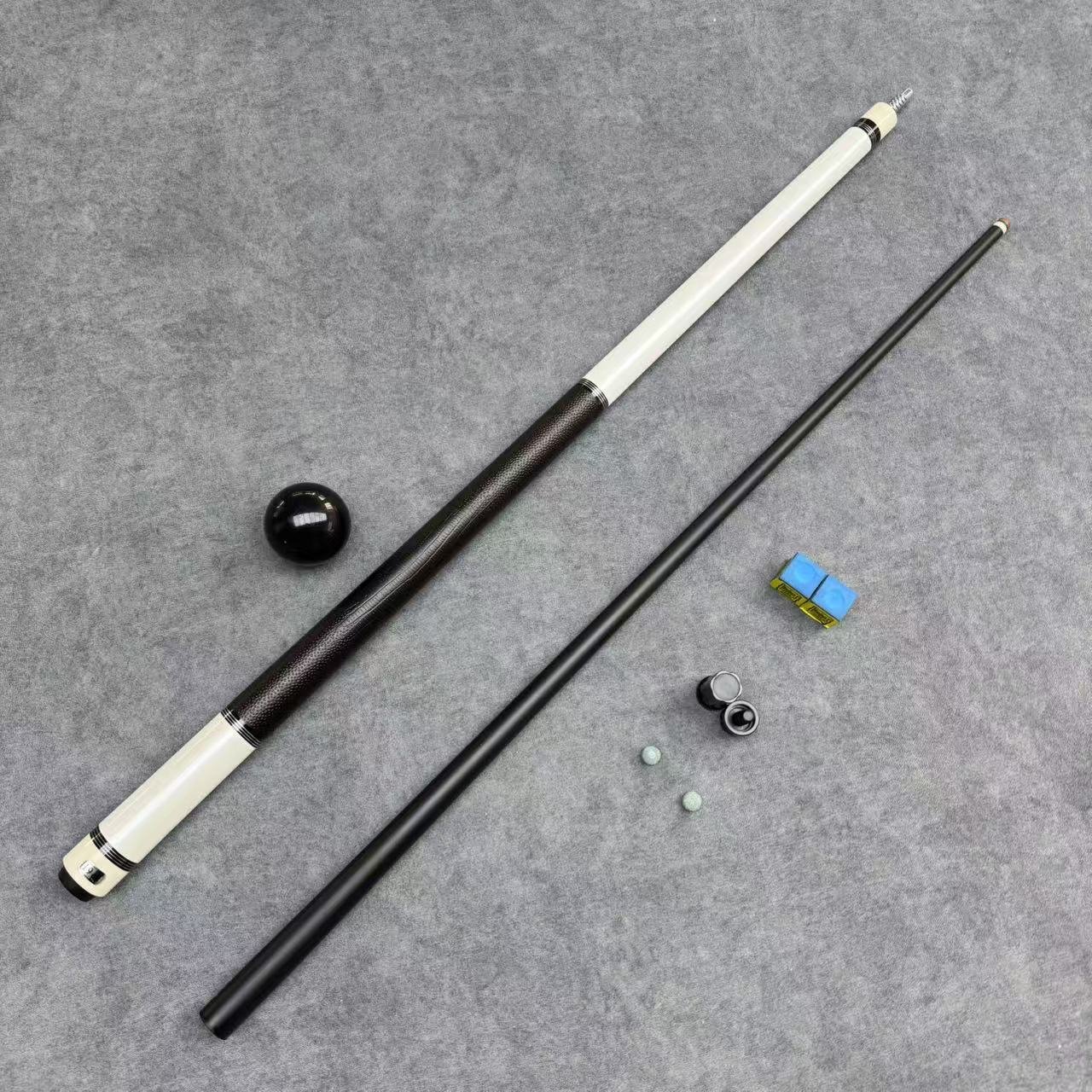 Chinese Imported Private Brand Logo Cue Black and White Graphite Paint Finish and Maple Core Carom Billiard Cues