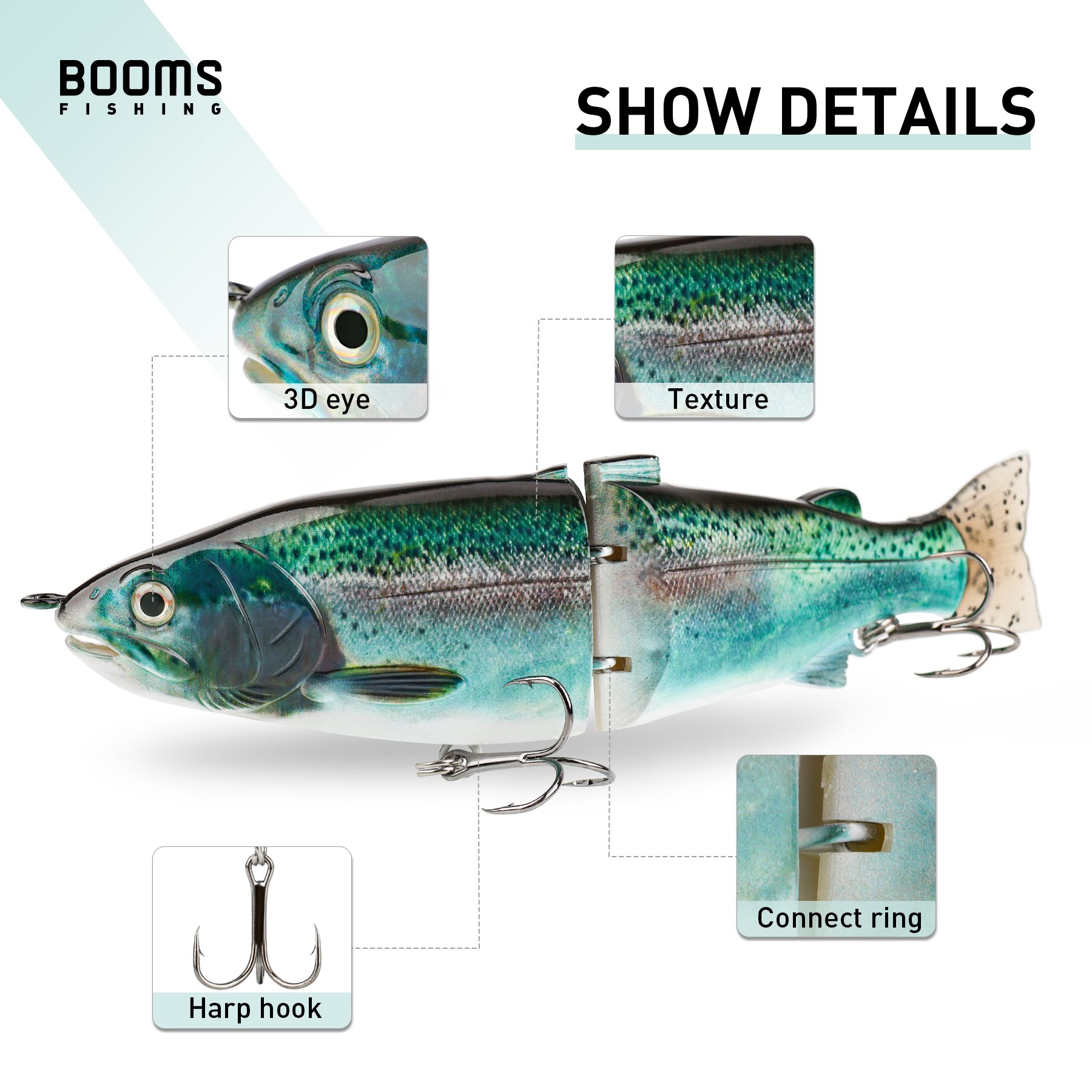 Multi Jointed 3D Fishing Lure Eyes Wholesale 2 Segmented Swimbait for Bass Pike Trout Artificial Bionic Fishing Lure Baits