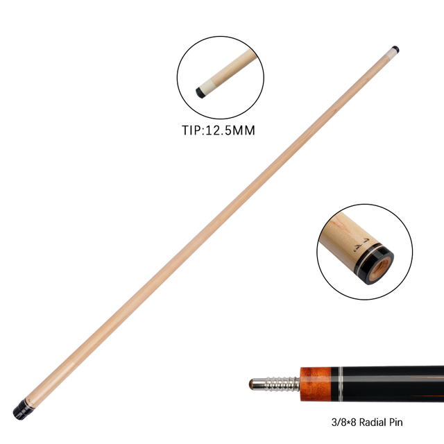 OMIN Billiard Pool Cue Maple Single Technology Shaft 3/8*8 Radial Pin 12.5mm Tip Embedded Carbon Fiber Tube for Black 8