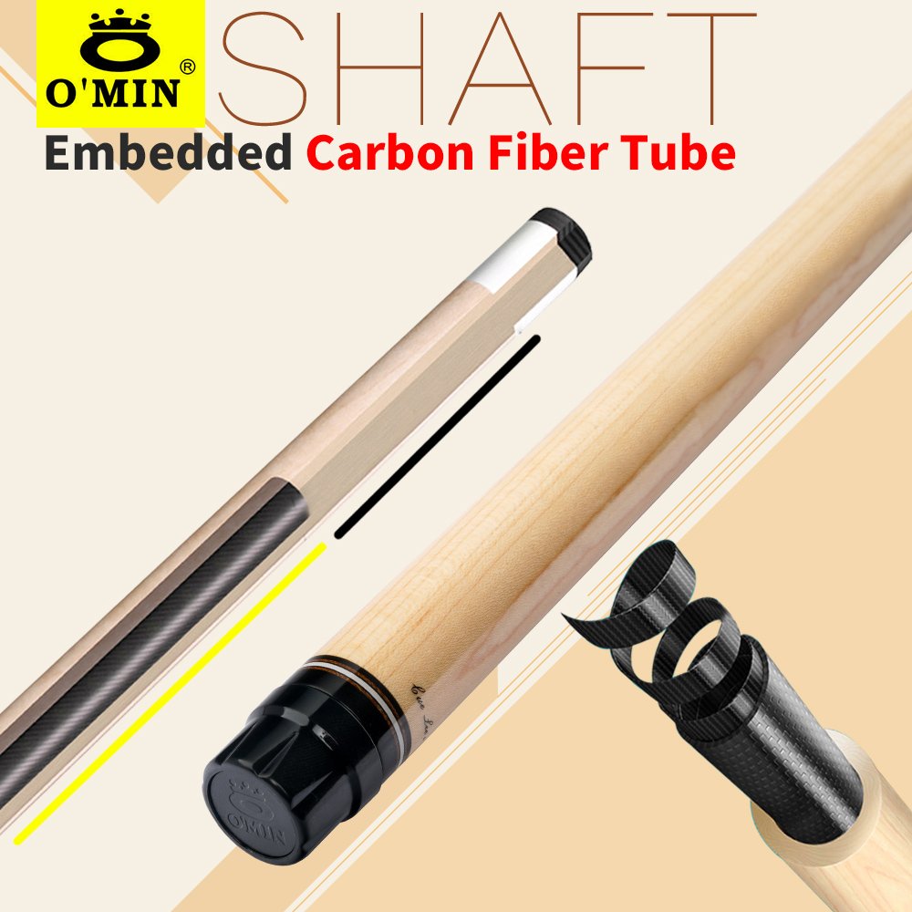 OMIN Billiard Pool Cue Maple Single Technology Shaft 3/8*8 Radial Pin 12.5mm Tip Embedded Carbon Fiber Tube for Black 8