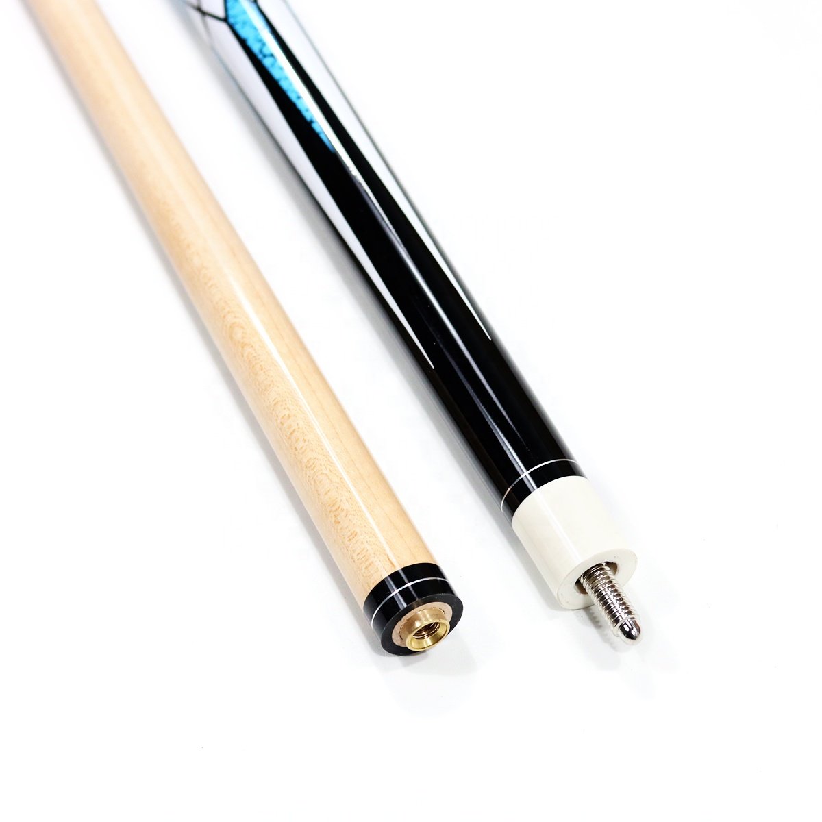New Design Wholesale Price 1/2 Split Maple Wood Pool Billiard Cue 57inch Length 13mm Tip for America Billiard Table