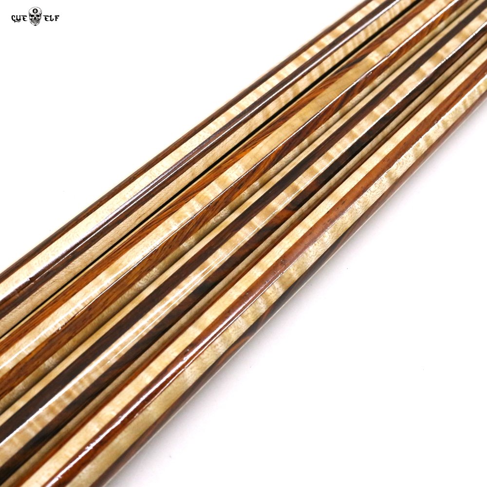 Cueelf Popular 12 Pcs Laminated Curly and Cocobolo Wood Billiard Pool Cue Shaft
