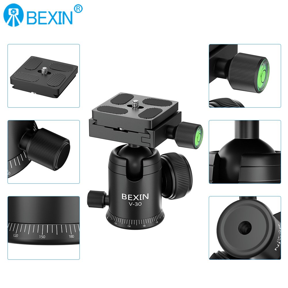 BEXIN Professional Photography Aluminum Portable 360 Degree Swivel Camera Tripod Mount Ball Head for Canon Sony Dslr Camera