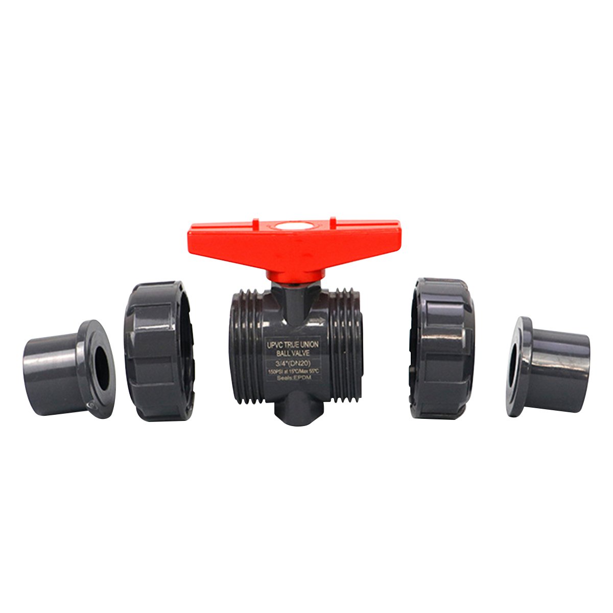UPVC Full Flow Ball Valve with Double True Joint Full Socket Sliding Ball Valve for Irrigation