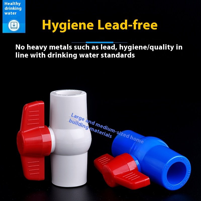 Liansu PVC White Blue Fish Tank Joint Ball Valve Switch 50 Four-Minute 20 Water Pipe Fittings Smooth Surface Plastic 25 Valve