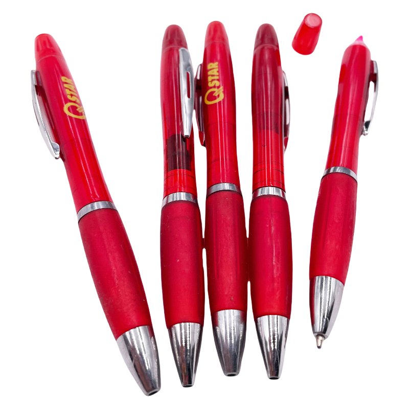 Personalized Ball Pen With Highlighter Double Head Plastic Ballpoint Pen With Highlighter Plastic Pen