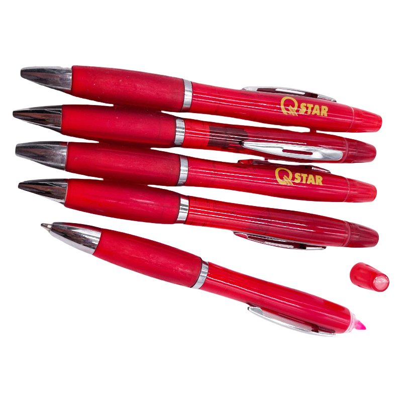 Personalized Ball Pen With Highlighter Double Head Plastic Ballpoint Pen With Highlighter Plastic Pen