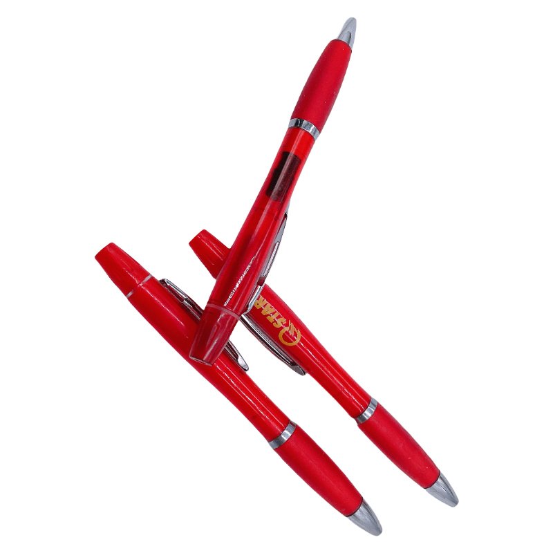 Personalized Ball Pen With Highlighter Double Head Plastic Ballpoint Pen With Highlighter Plastic Pen