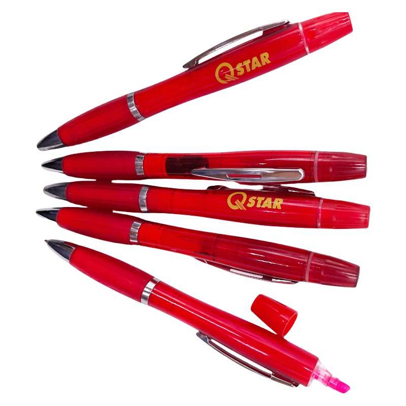 Personalized Ball Pen With Highlighter Double Head Plastic Ballpoint Pen With Highlighter Plastic Pen