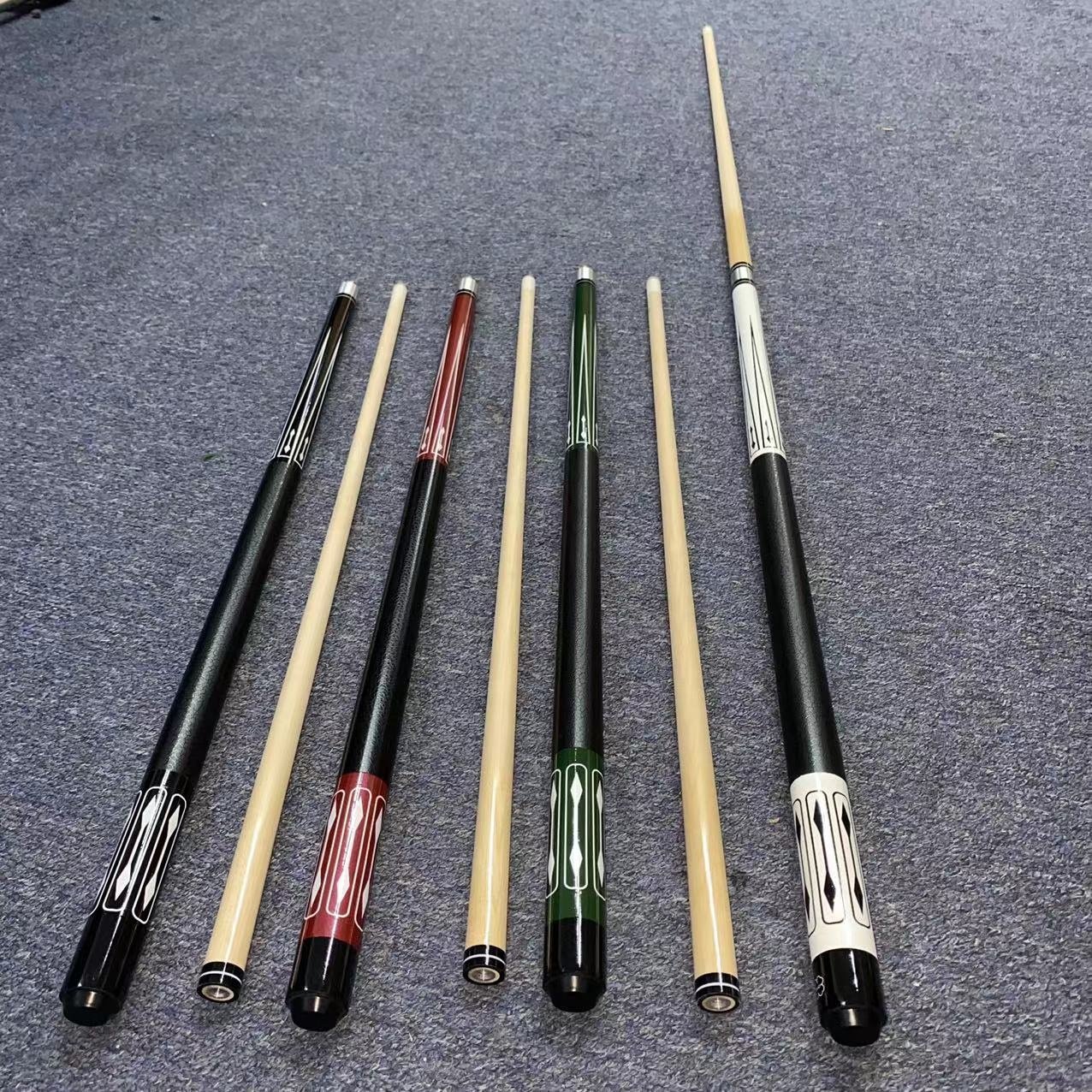 4pcs 1/2pc Jointed Pool Cues New 57" Billiard House Bar Pool Cue Sticks With Multi Design(Mixed Style Sending)