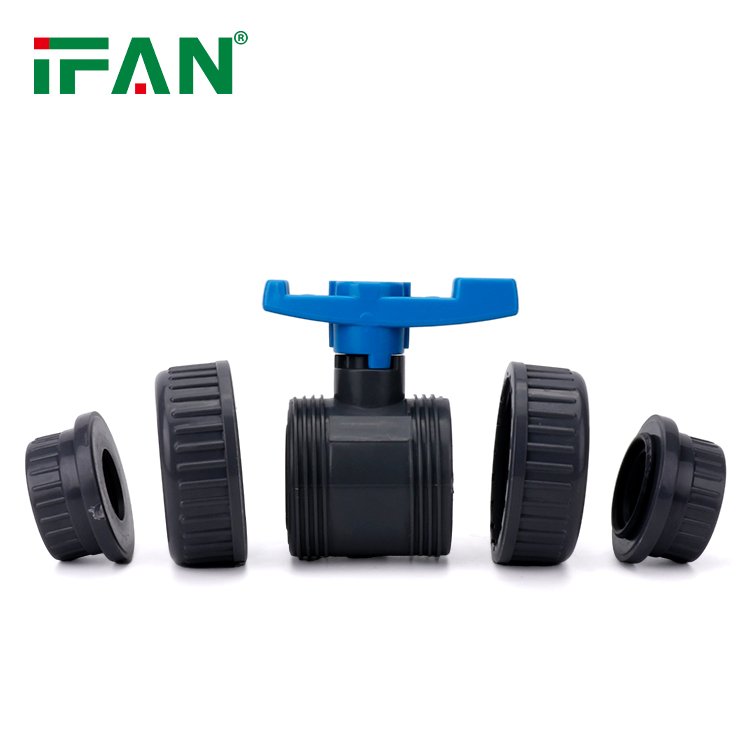 IFAN Water Pipe Joint Materials 1/2"-4" Double Union Thread PVC UPVC Metering Ball Valve