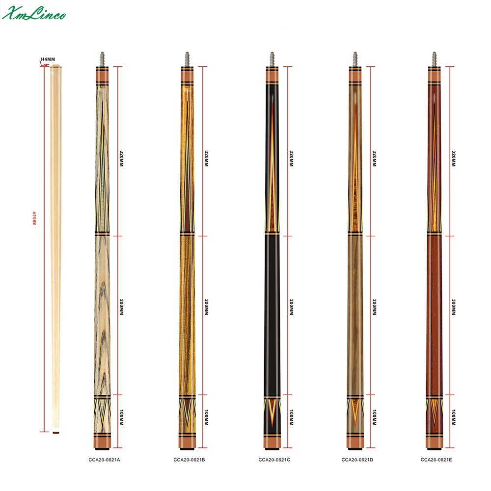 Xmlinco 1/2 Split Cues Curly Cocobolo Ebony Handmade Inlay Carom Pool Sticks