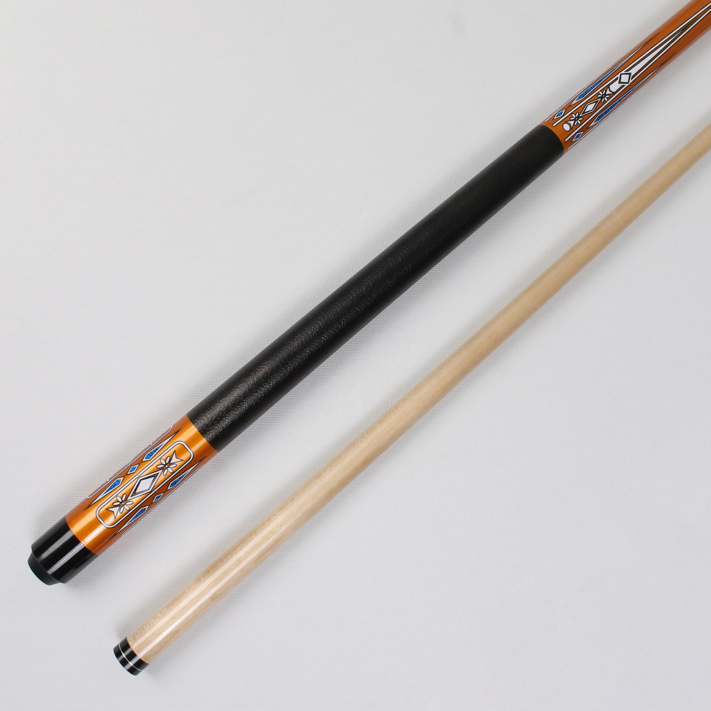 TQG-JX-002-2 Pool Stick with Maple Shaft Stainless Steel Brass Joint Carbon Ash Leather Butt Sleeve Cocobolo Tip 13mm Size