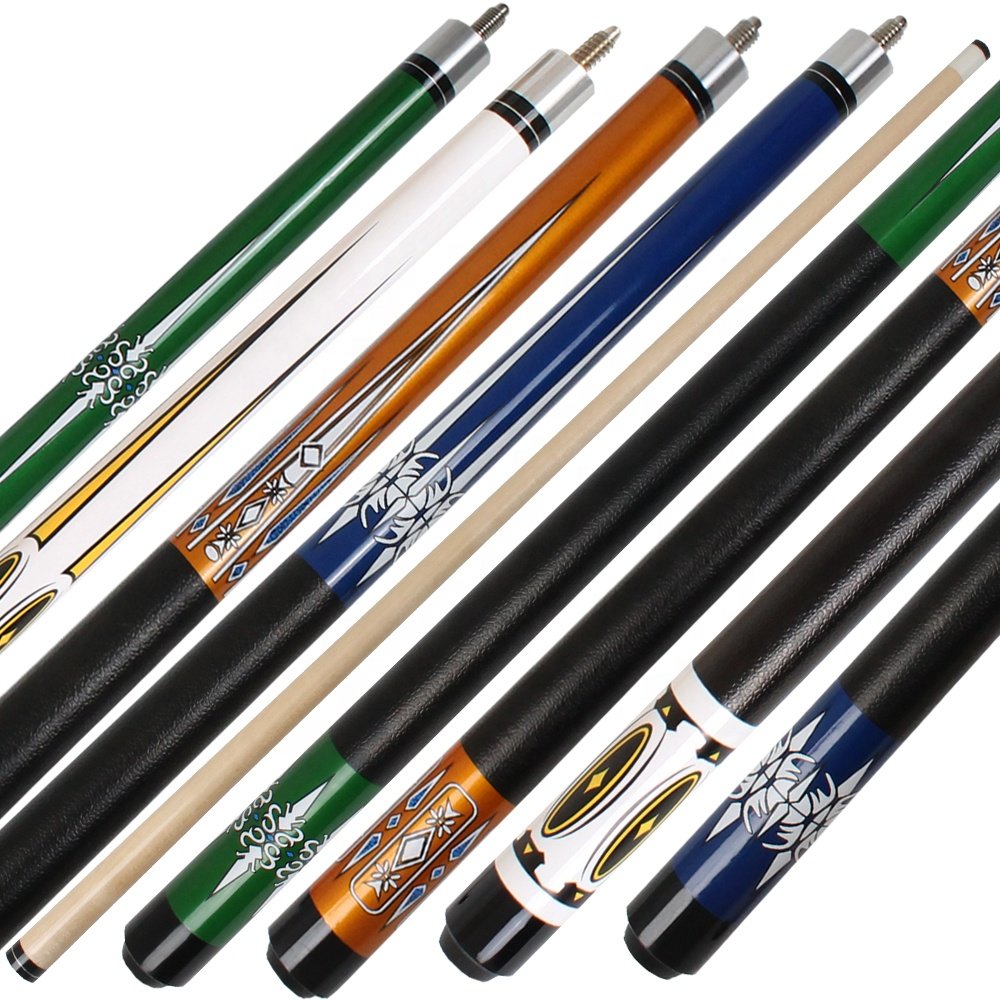 TQG-JX-002-2 Pool Stick with Maple Shaft Stainless Steel Brass Joint Carbon Ash Leather Butt Sleeve Cocobolo Tip 13mm Size
