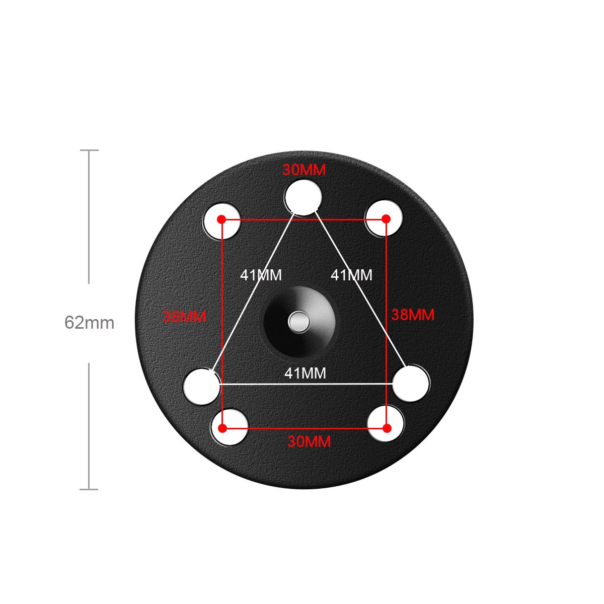 1 Inch Ball Base Mount 25mm Ball Joint AMPS Hole Pattern Round Base Aluminum Industrial Camera Device 25mm Ball Adapter