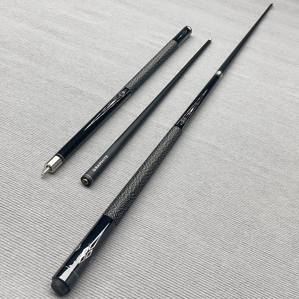 Wholesale Black Technology Chinese 8 ball Carbon Cue Pool American Nine Ball Billiards Cue Stick 1/2 Split Carbon Pool Cue