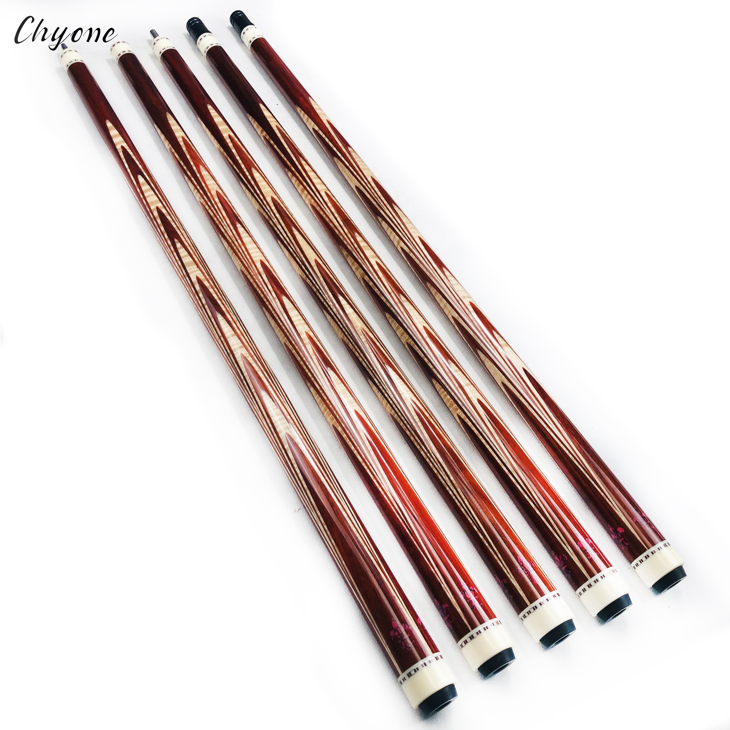 3 Cushion Carom Cue Chyone Custom Curly rainbow Butter Fly Inlay Pool Cue 1/2 Radial Joint Billiard Cue