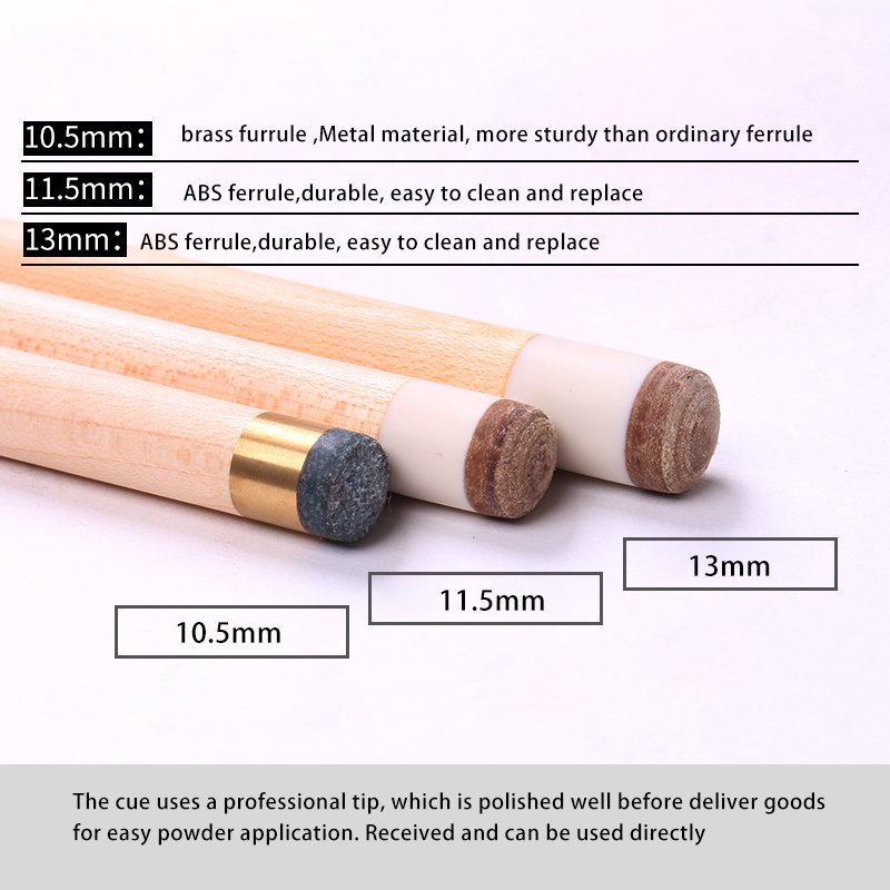 CUPPA Profession Billiard Cue Pool Cue Stick Billiard Nine Ball Hard Maple Shaft 1/2 Split Cue 58in Tip Size 10.5 11.5 13mm
