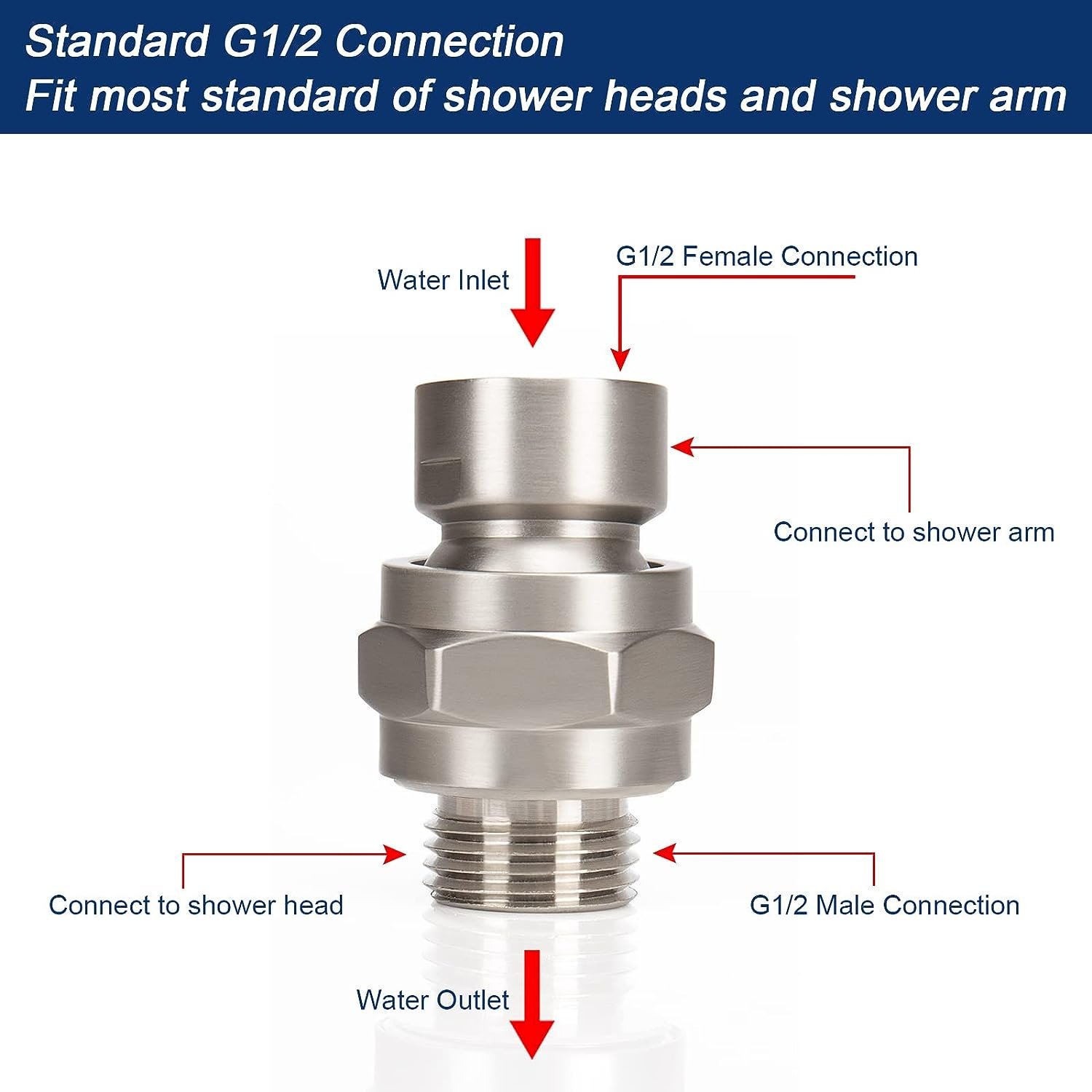 Factory Brass Shower Connector Swivel Ball Joint Adjustable Shower Arm Extension Component Shower Adapter