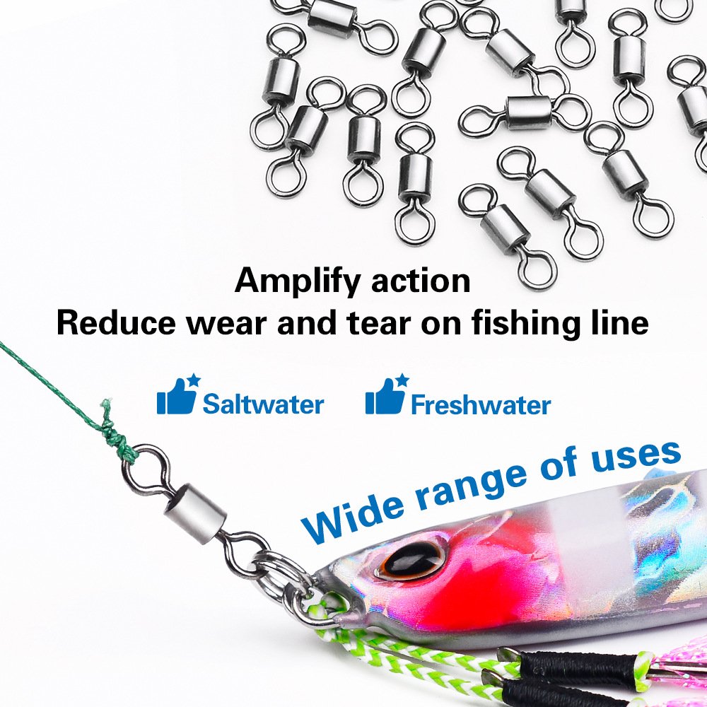 Wholesale 100pcs/bag Fishing Rotary Joint Roll Barrel Rotary Stainless Steel Rotary Joint Bulk Fishing Swivels Fishing Tackle