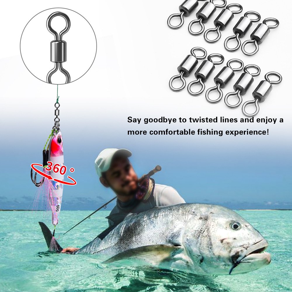 Wholesale 100pcs/bag Fishing Rotary Joint Roll Barrel Rotary Stainless Steel Rotary Joint Bulk Fishing Swivels Fishing Tackle