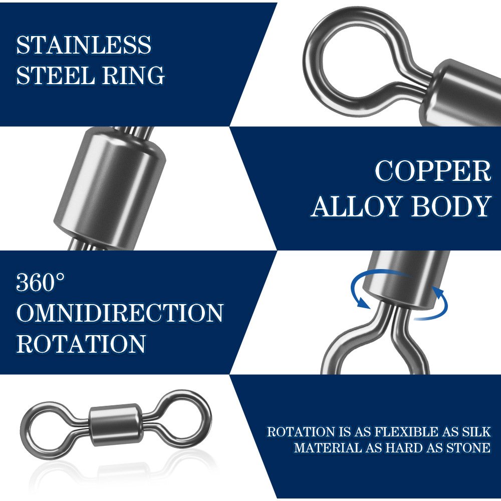 Wholesale 100pcs/bag Fishing Rotary Joint Roll Barrel Rotary Stainless Steel Rotary Joint Bulk Fishing Swivels Fishing Tackle