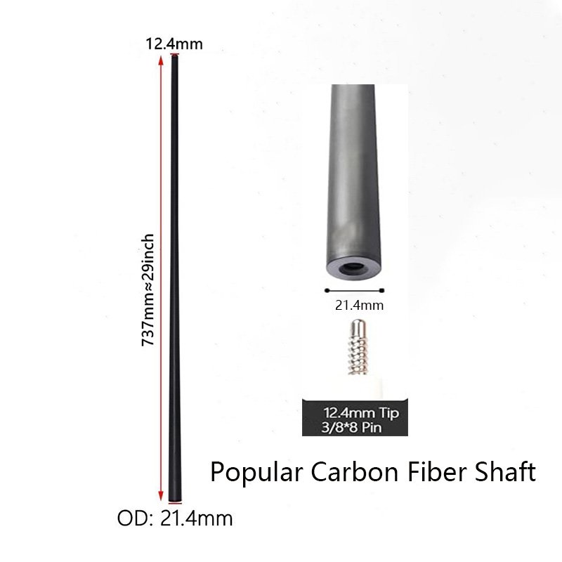 29'' /73.7cm Single Carbon Fiber Break Shaft with Bumper Kit 12.4mm Tip Pro Taper for 1/2 Billiard Pool Cue Shaft Forearm.
