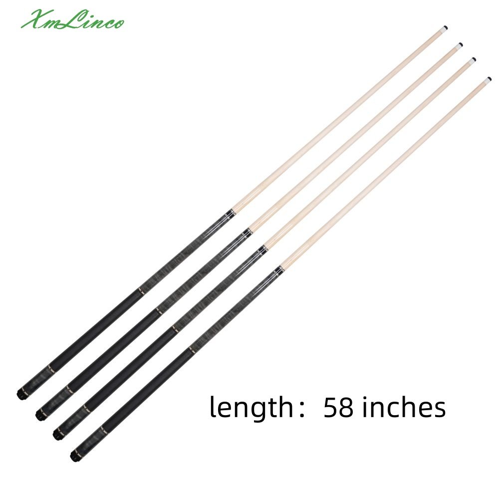Xmlinco Handmade Billiard Sticker Pool Cue Lizard Leather Warp Curly Wood 12.5mm Tip Size Hard Maple Shaft 58 Inches