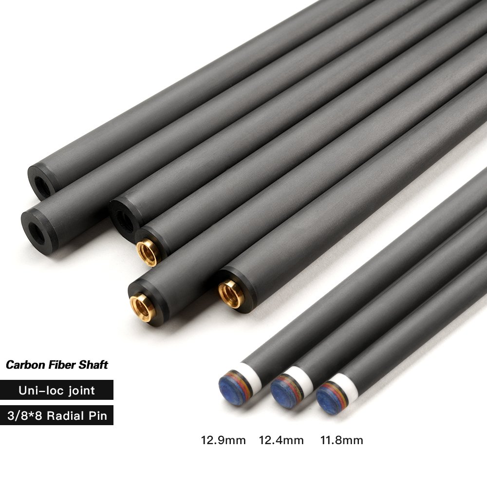 Customize Pool Cue Shaft Carbon Fiber Billiard Stick Pool Forearm Uni-loc 3/8*8 Radial/Wavy Joint10.5/11.5/12.4mm Single Shaft