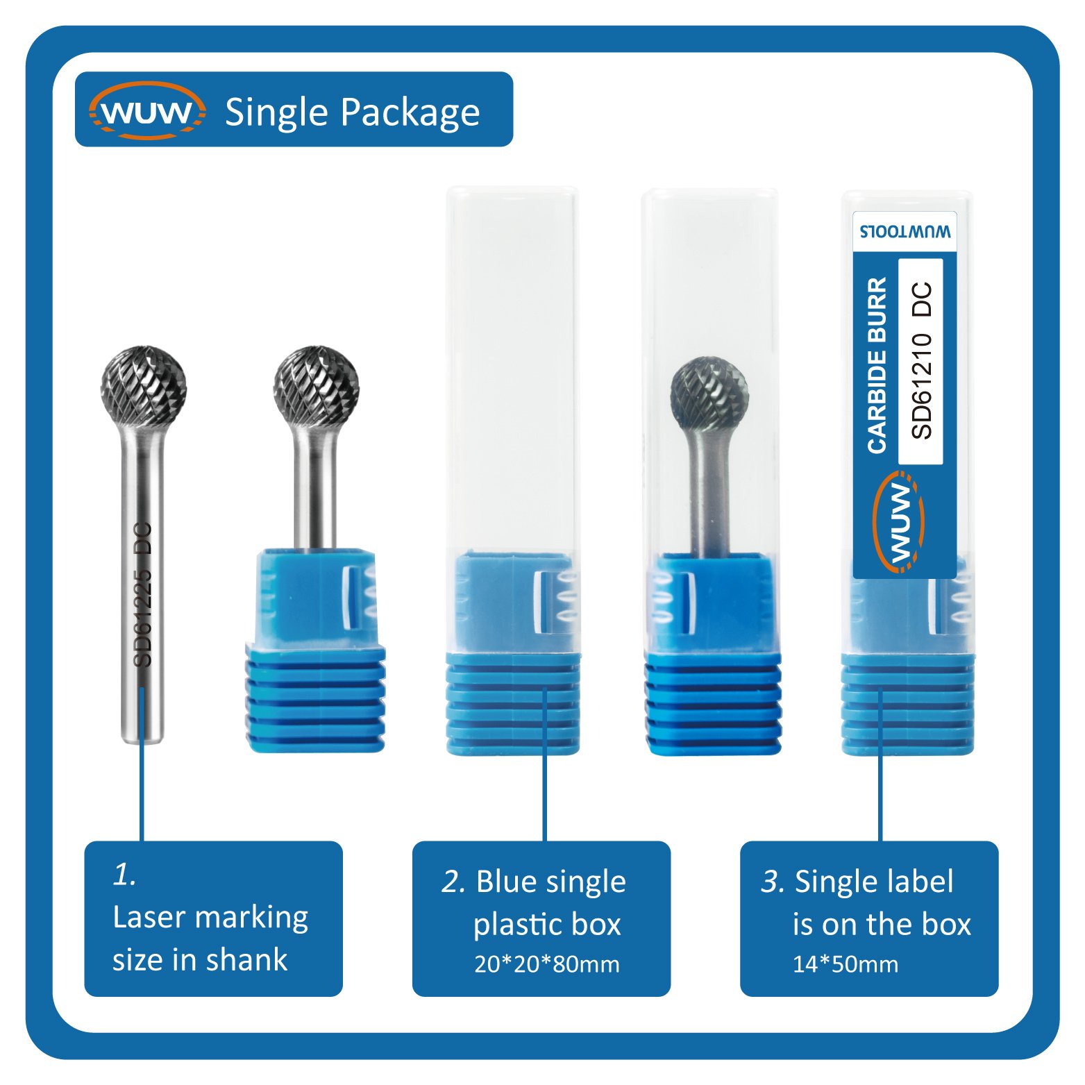 Customized Abrasive 1/8 2.35 Bur Bits Carbide Ball Shaped Burr Cemented Tungsten Carbide Rotary Burr for Wood Carving