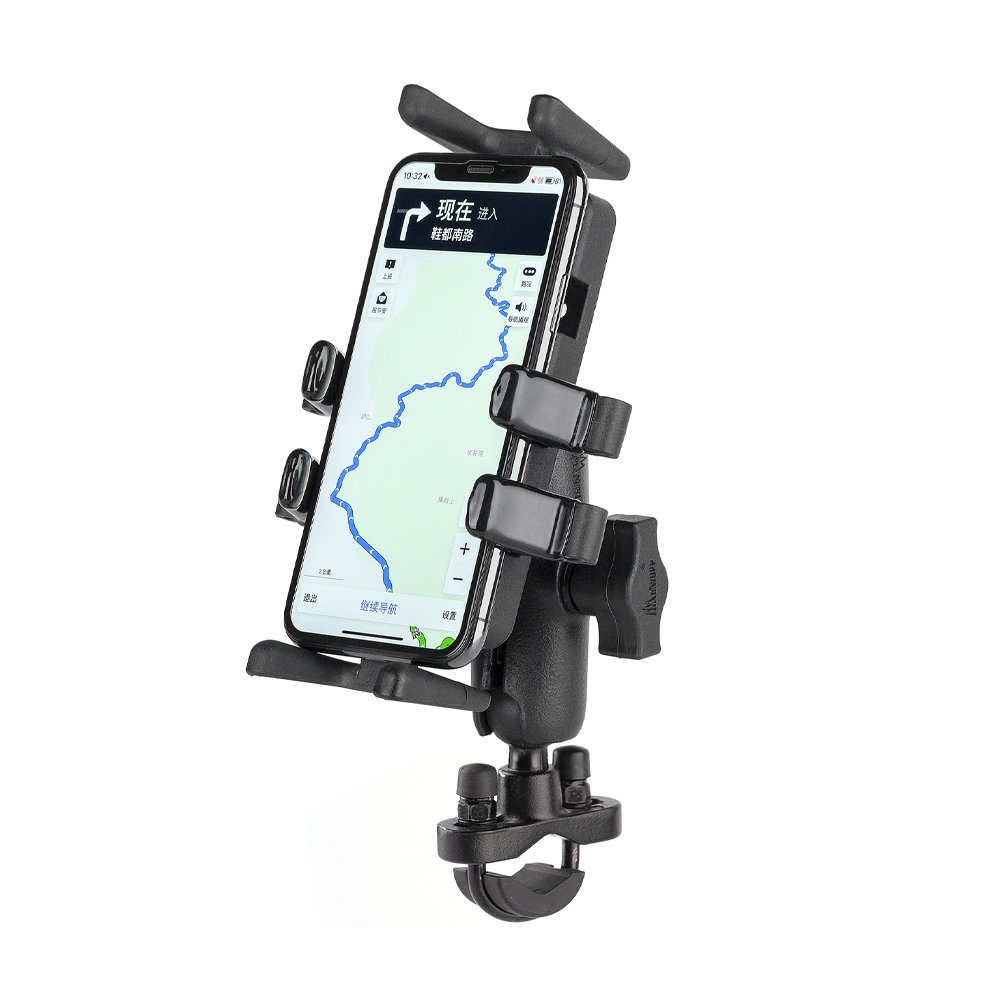Motorcycle Osopro Universal Diverse Handlebar U-bolt Base Phone Mount Support Mobile Phone 360 Degree Rotating Black Aceeptable
