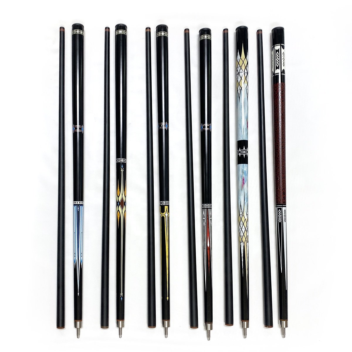 Superior Black Carbon Fiber 1/2 Jointed 57inch 12mm Tip Billiard Pool Cue