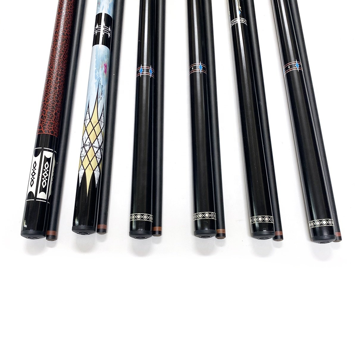 Superior Black Carbon Fiber 1/2 Jointed 57inch 12mm Tip Billiard Pool Cue
