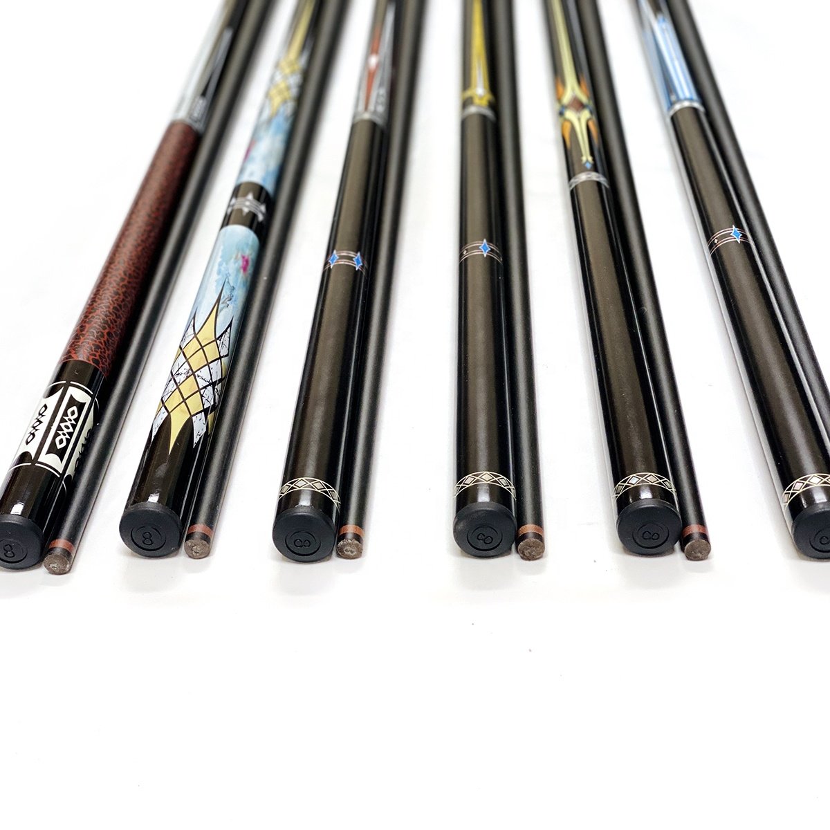 Superior Black Carbon Fiber 1/2 Jointed 57inch 12mm Tip Billiard Pool Cue