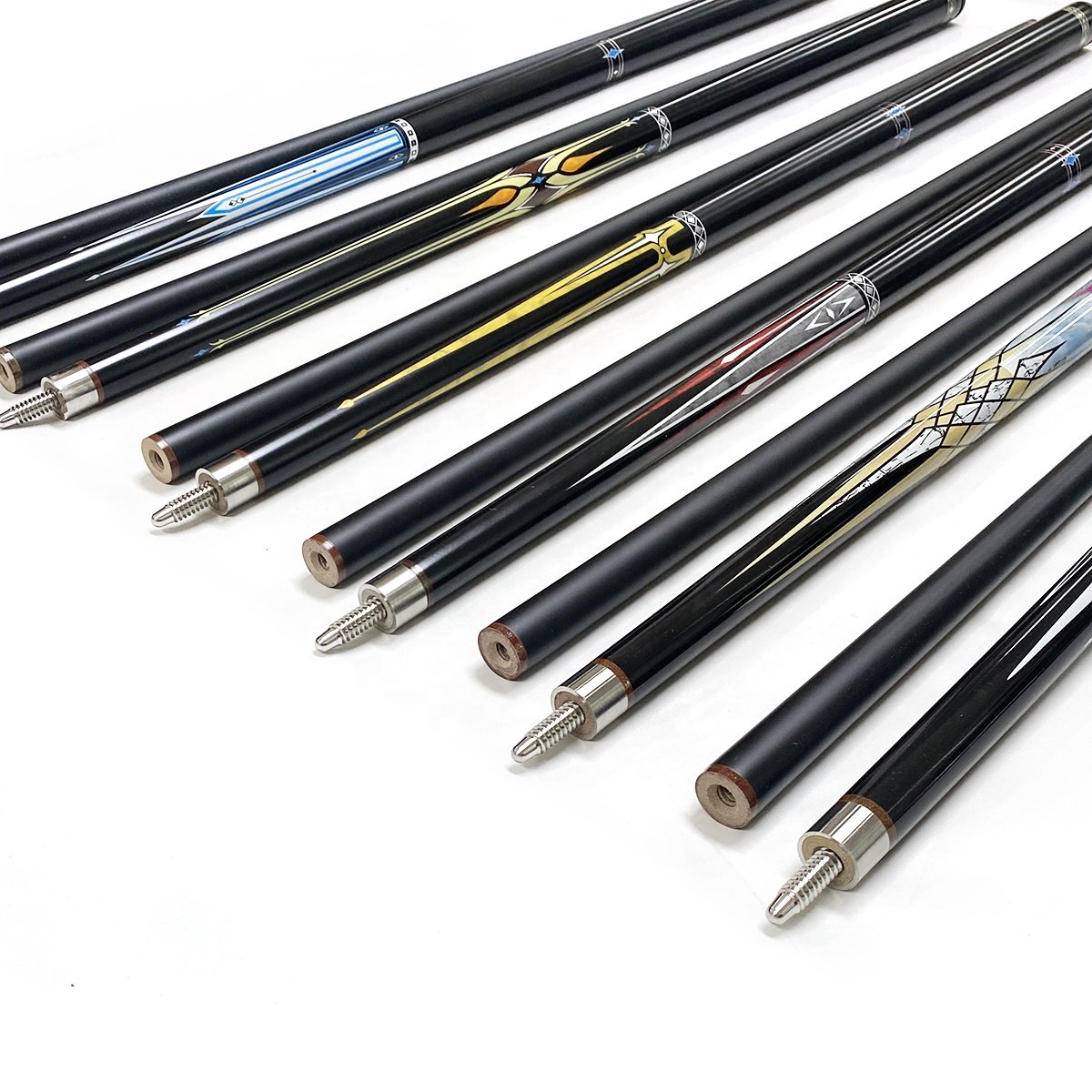 Superior Black Carbon Fiber 1/2 Jointed 57inch 12mm Tip Billiard Pool Cue