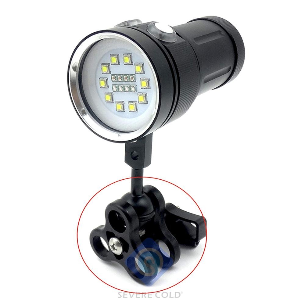 Severe Cold Aluminum Ball Joint Arms 3 Section Ball Joint Clamp Light Lamp Holder for Diving Underwater Photography Torch