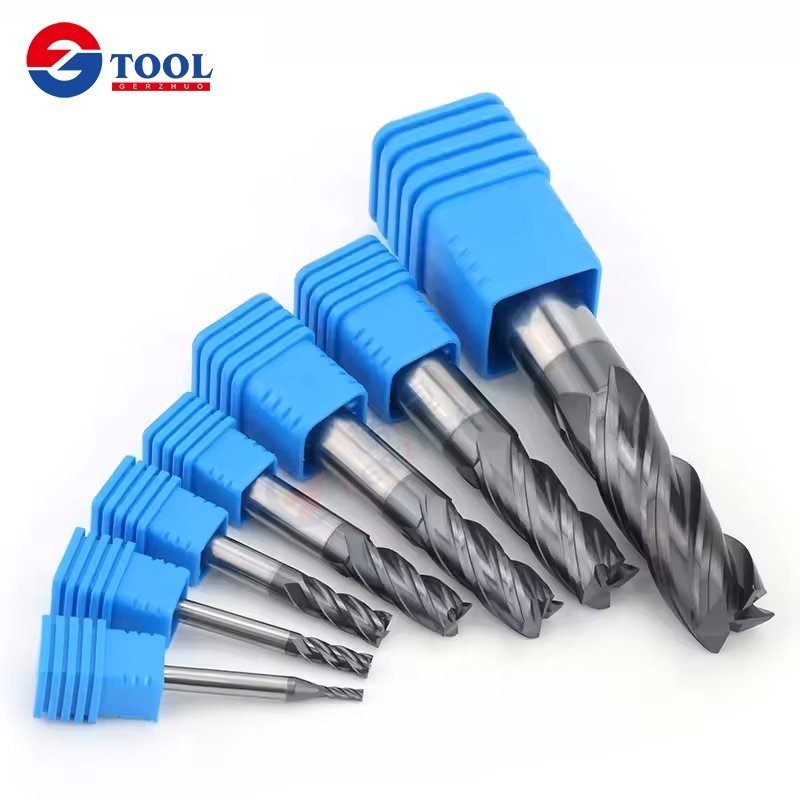 Solid Carbide 4 Flute Flat End Mills CNC Endmill Corner Radius Solid Carbide End Mill for CNC Cutting Milling Dia2-12mm